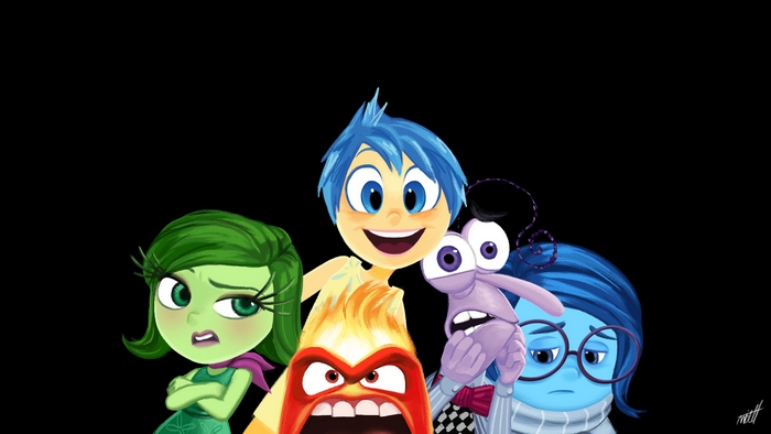 Inside Out characters on black background