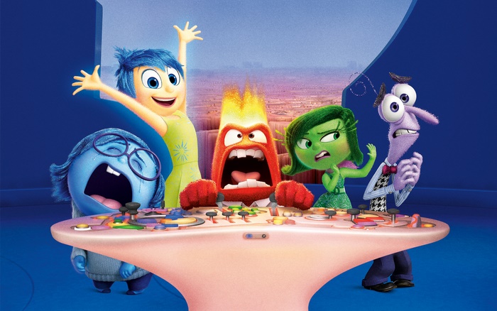 Inside Out characters at the control panel
