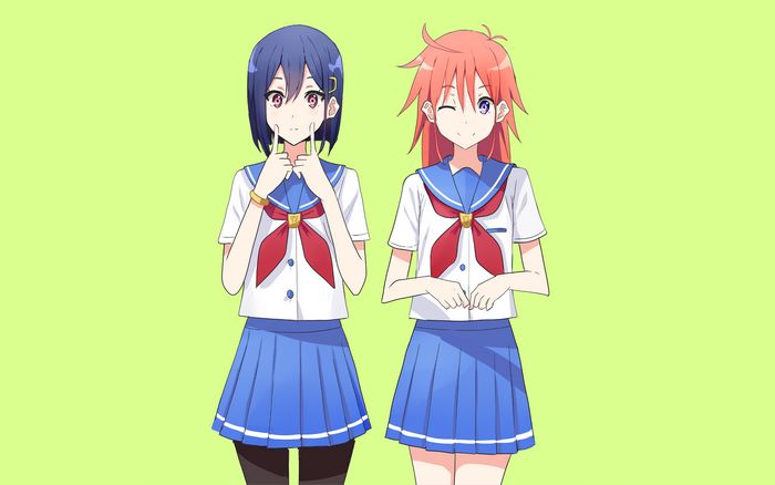 Two anime girls in school uniforms