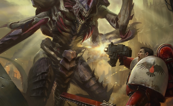 Space Marine fighting a Tyranid