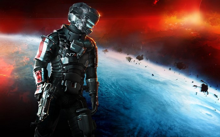 Isaac Clarke from Dead Space in space