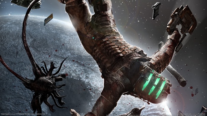 Isaac Clarke from Dead Space fighting a Necromorph