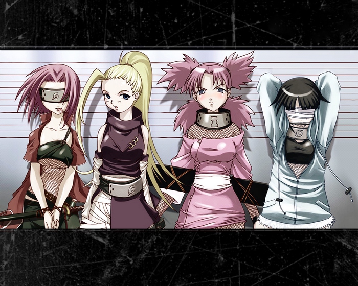 Sakura, Ino, and two other kunoichi from Naruto