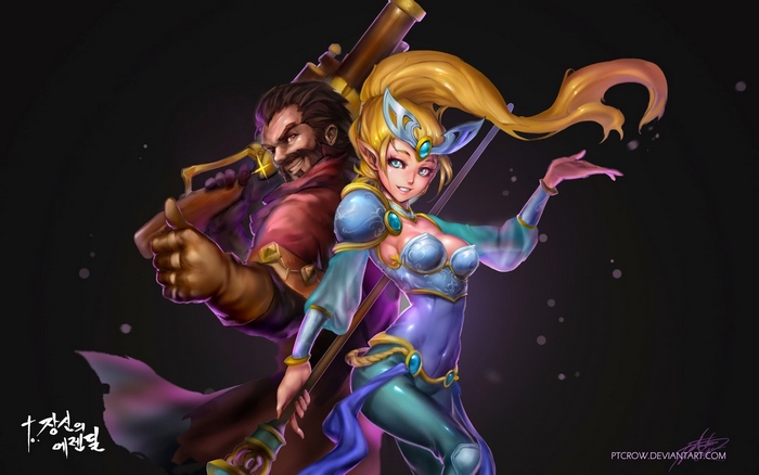 Graves and female mage from League of Legends