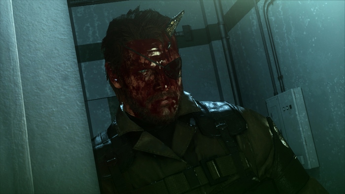 Big Boss from Metal Gear Solid covered in blood
