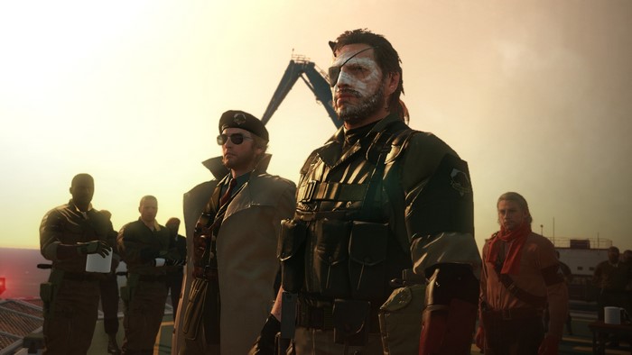 Big Boss and allies on a rooftop