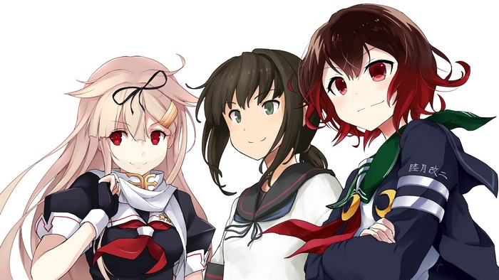 Three anime girls from Kantai Collection