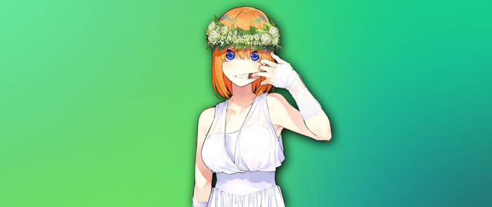 Yotsuba Nakano in White Dress with Flower Crown