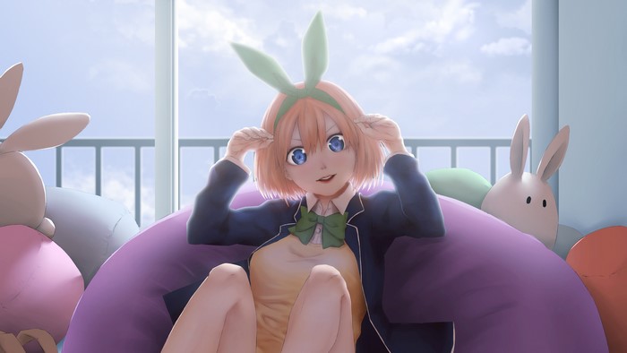 Yotsuba Nakano with bunny ears