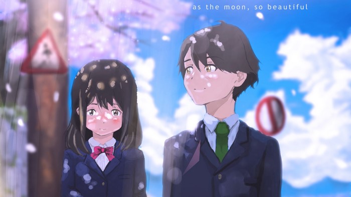 Akane Mizuno and a boy in school uniforms
