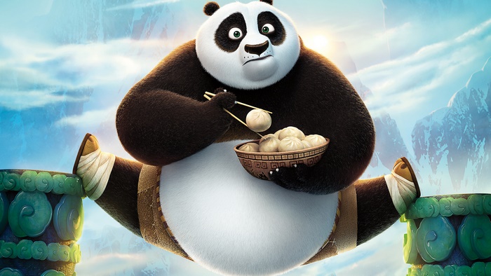 Po from Kung Fu Panda eating dumplings