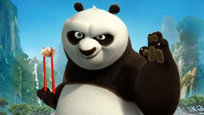 Po from Kung Fu Panda holding food with chopsticks