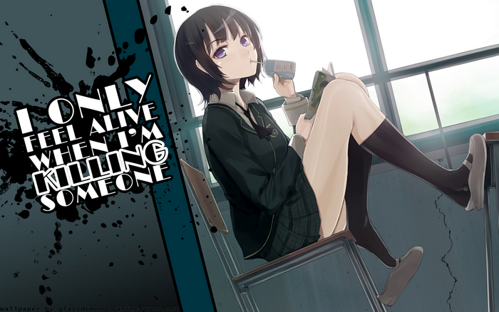 Yozora Mikazuki reading a book and drinking juice