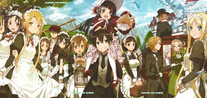 Sword Art Online characters in maid and butler outfits