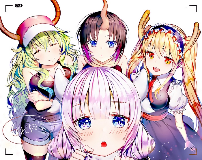 Elma, Lucoa, Tohru, and Kanna from Miss Kobayashi's Dragon Maid