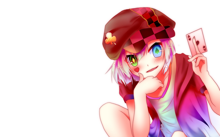 Shiro from No Game No Life holding an Ace card