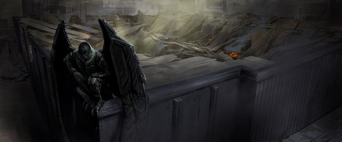 Vulture from Marvel Comics perched on a ledge