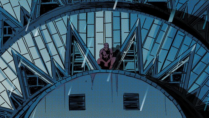 Matt Murdock sitting on a building
