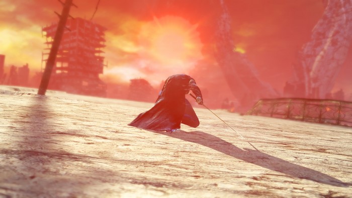 Vergil from Devil May Cry in a desolate landscape