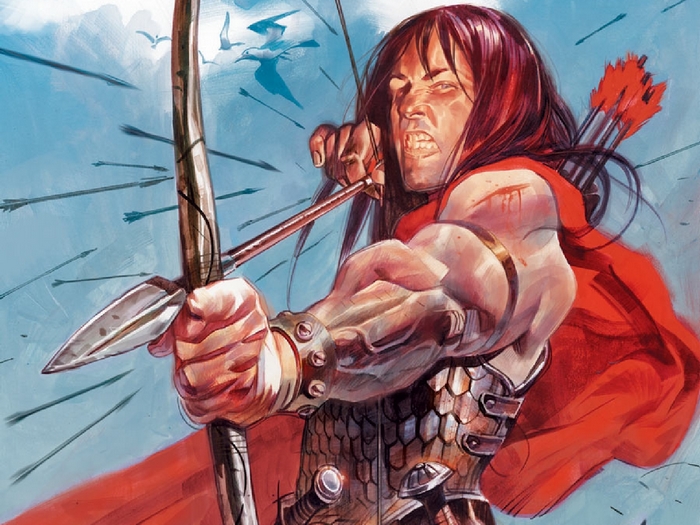 Conan the Barbarian drawing a bow