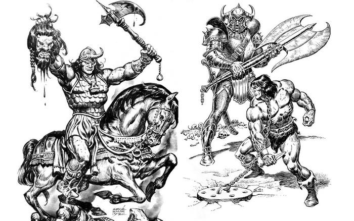 Conan the Barbarian on horseback and in chains