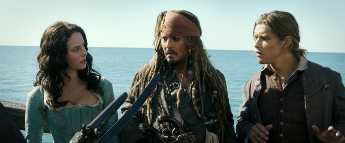 Henry Turner and Carina Smyth with Jack Sparrow