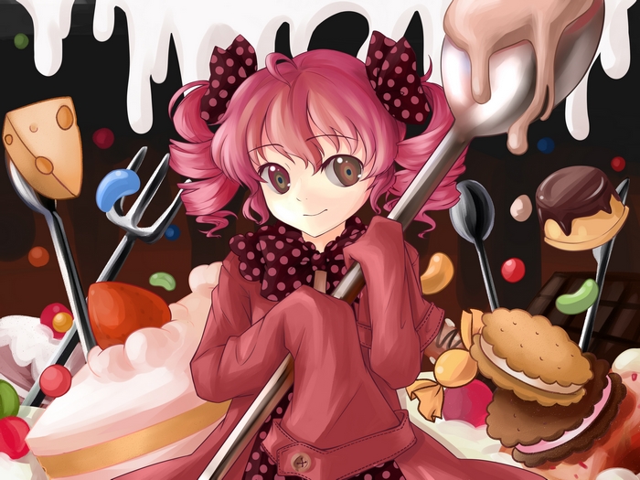 Charlotte from Puella Magi Madoka Magica with sweets