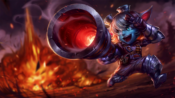 Tristana from League of Legends firing a cannon