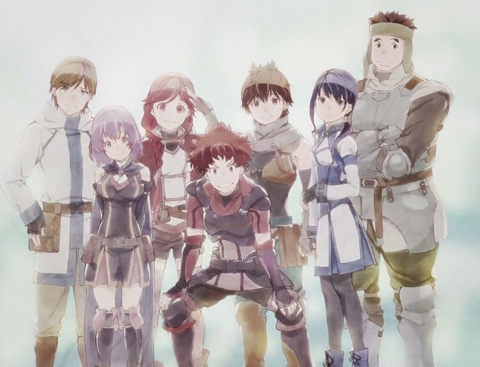 Group of adventurers from Grimgar of Fantasy and Ash
