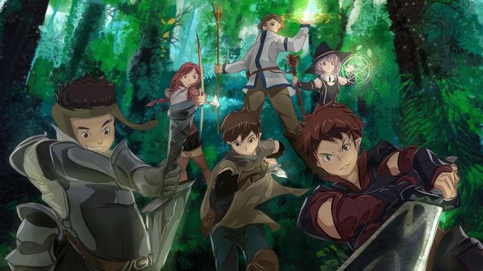 Group of adventurers in a forest