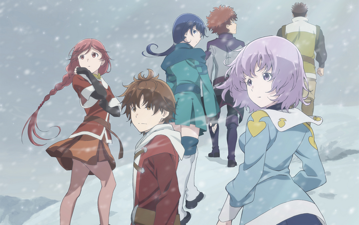 Group of adventurers in a snowy landscape