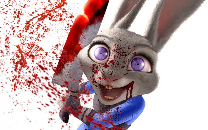 Judy Hopps with bloody cleaver