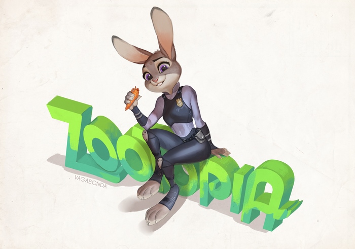 Judy Hopps from Zootopia eating a carrot