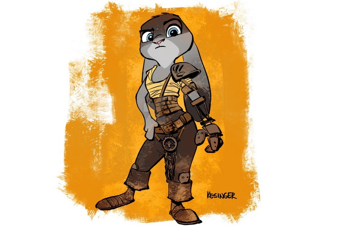 Judy Hopps from Zootopia in post-apocalyptic attire