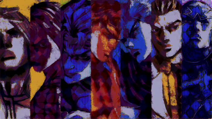 Kosaku Kawajiri and other characters from JoJo's Bizarre Adventure