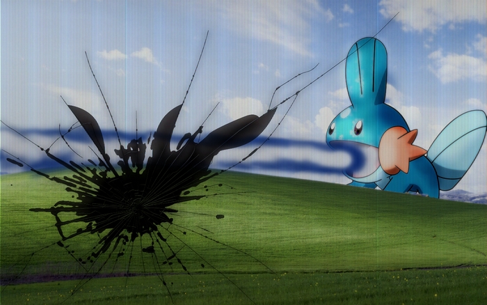 Mudkip from Pokemon on Windows XP background