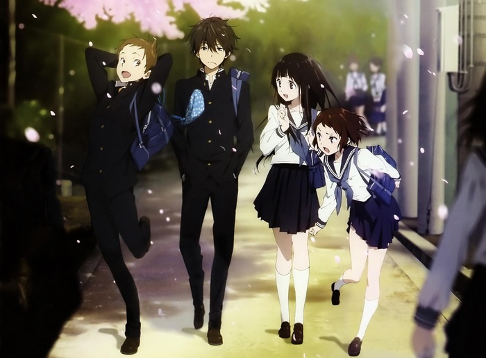 Hyouka: Satoshi Fukube and friends walking