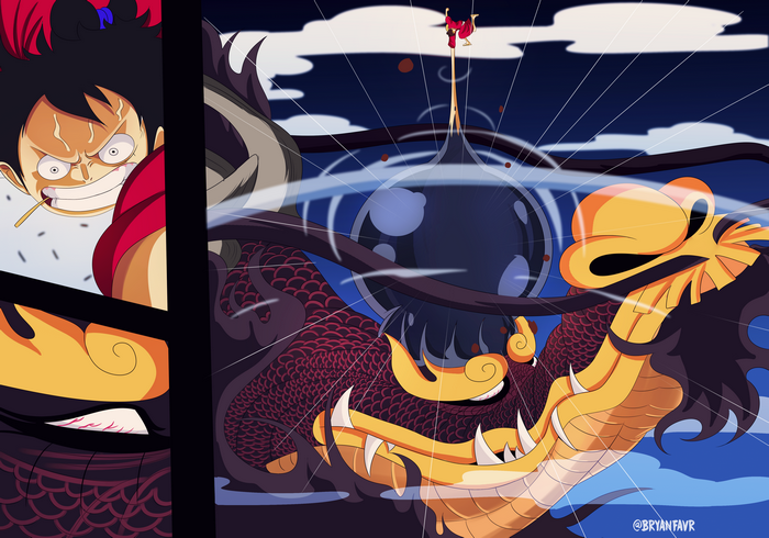 Monkey D. Luffy and Kaido from One Piece
