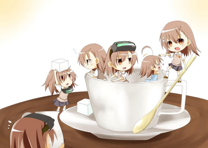 A Certain Scientific Railgun: Mikoto Misaka and friends in a teacup