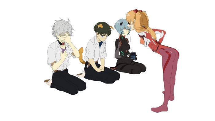 Kaworu Nagisa, Asuka Langley Soryu, Rei Ayanami, Shinji Ikari
