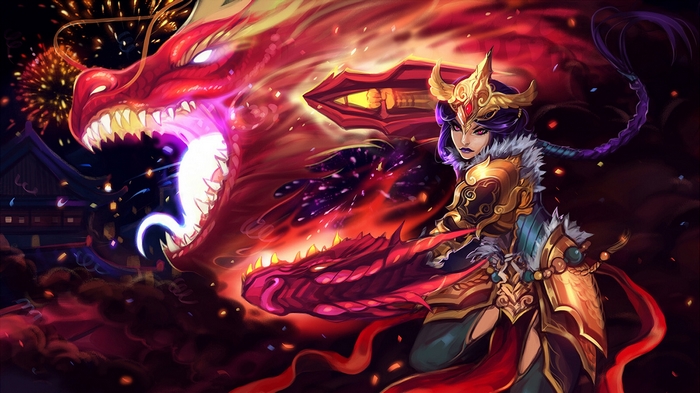 Shyvana from League of Legends with a Dragon