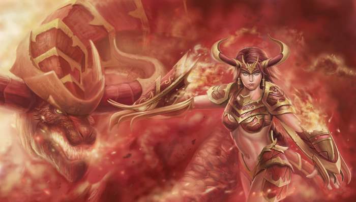 Shyvana and Dragon from League of Legends
