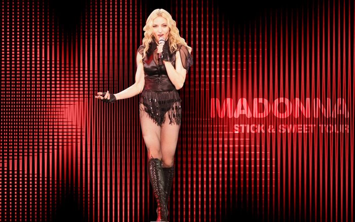Madonna performing during the Stick & Sweet Tour