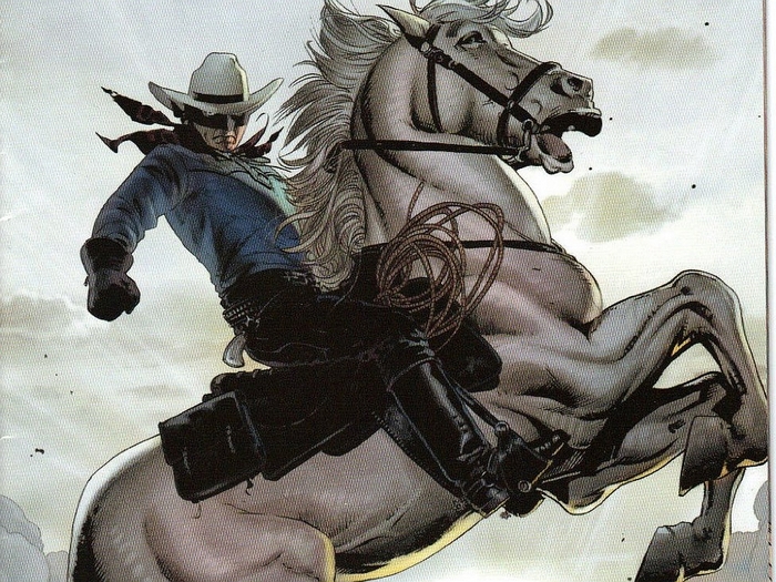 The Lone Ranger on a white horse