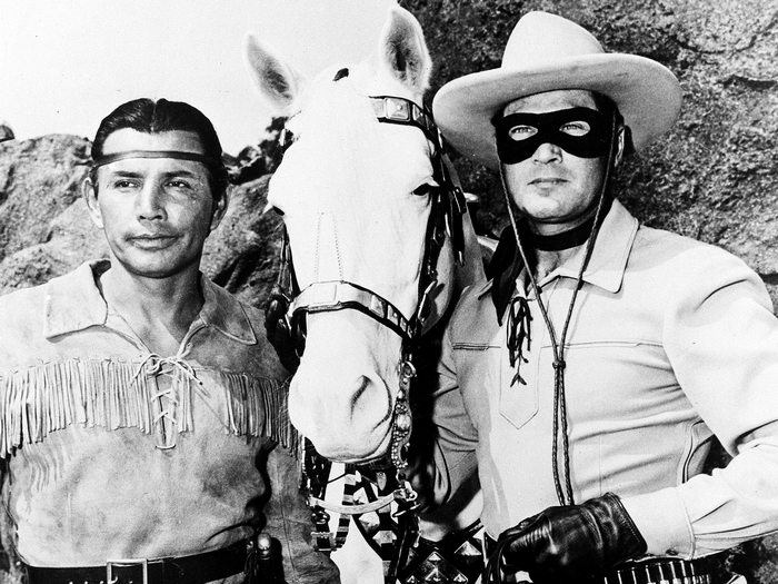 The Lone Ranger and Tonto with a horse