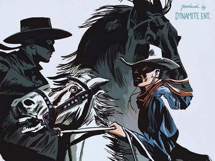 The Lone Ranger and a Cowboy on Horses