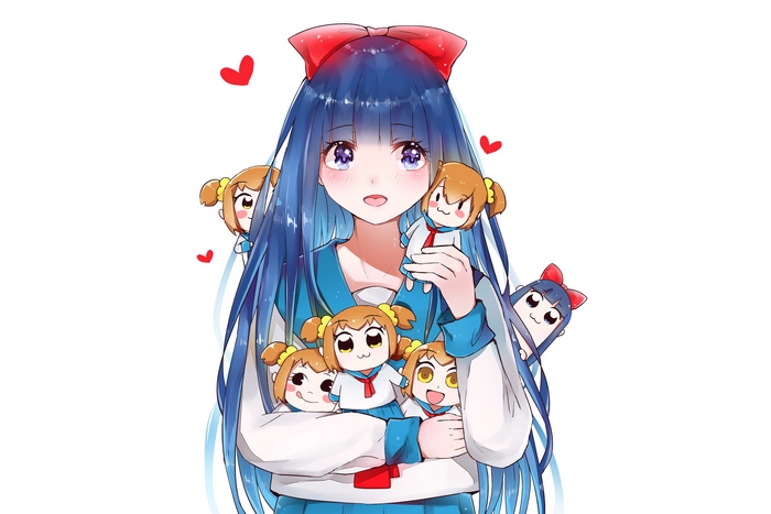 Popuko from Pop Team Epic holding plush toys