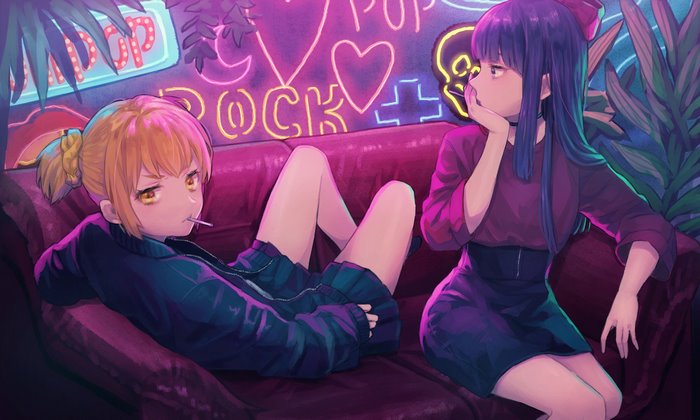 Popuko from Pop Team Epic on a couch