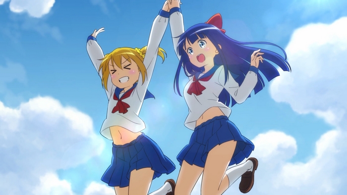 Popuko and Pipimi from Pop Team Epic jumping