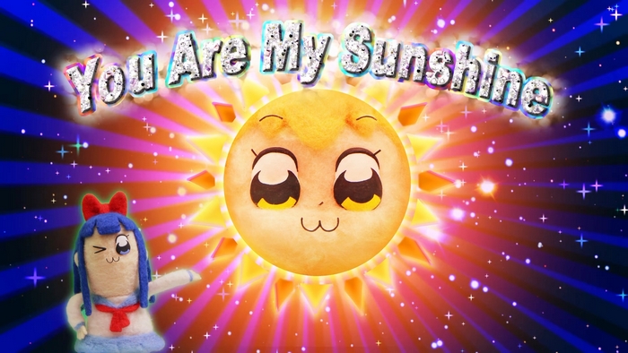 Popuko from Pop Team Epic with a sun character